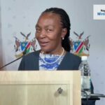 Namibia’s Finance Minister delivers remarks at a news briefing in Windhoek after the country’s $750 million Eurobond repayment.