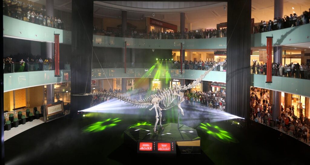 A 155-million-year-old dinosaur skeleton in Dubai Mall