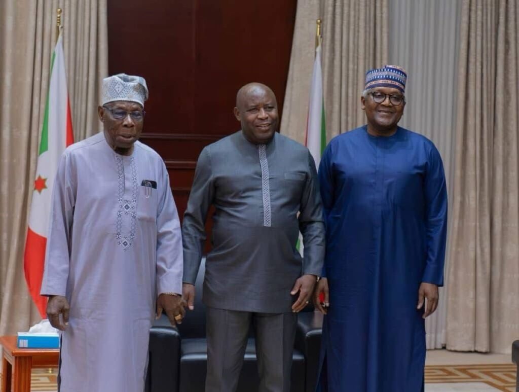 Burundi President, Evariste Ndayishimiye with Aliko Dangote & former Nigerian President Olusegun Obasanjo