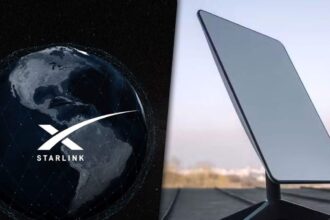 Starlink logo on a screen with residential kit