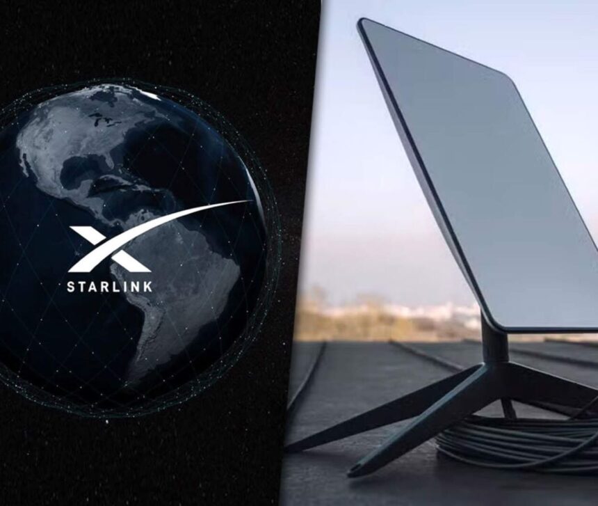 Starlink logo on a screen with residential kit