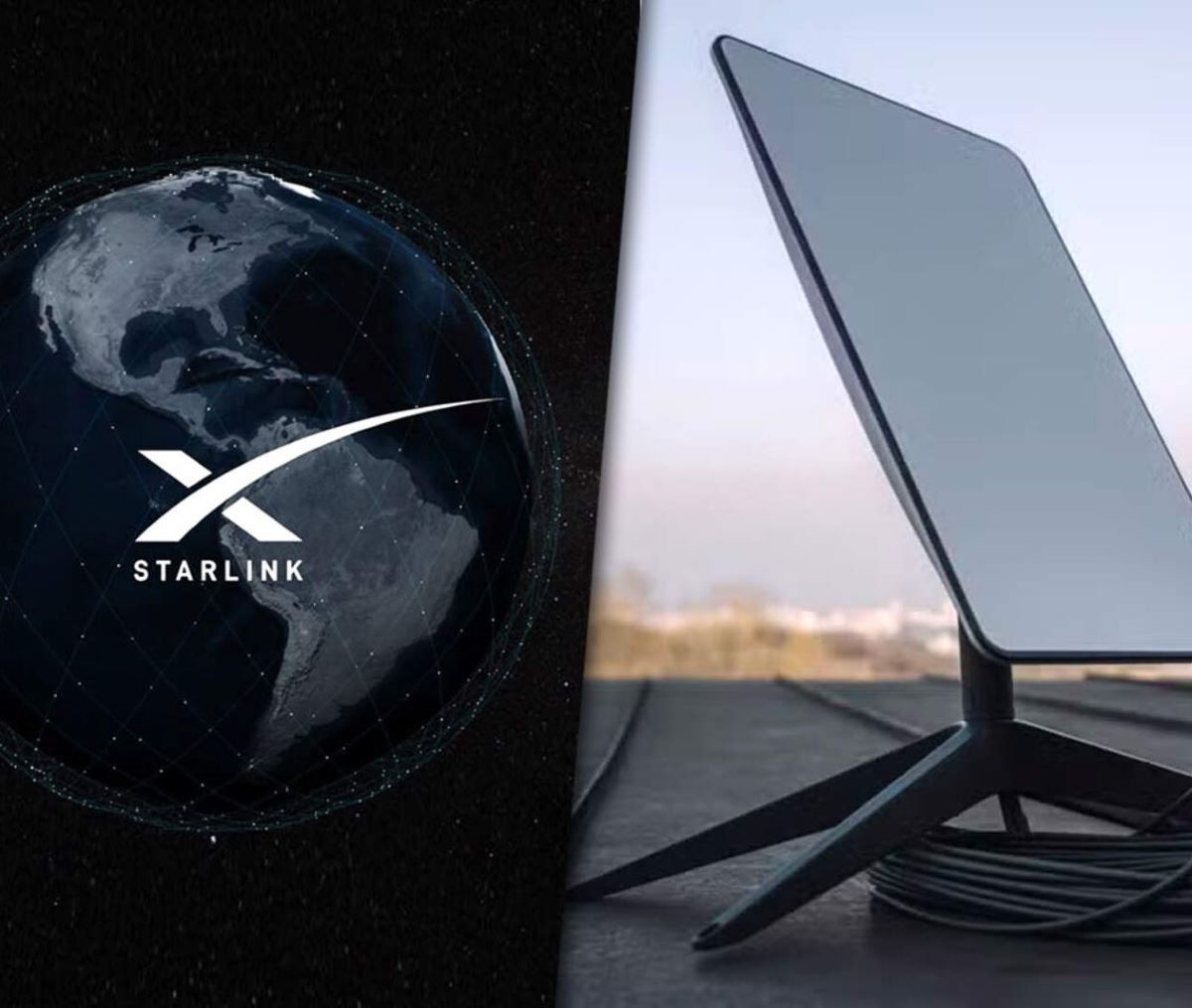 Starlink logo on a screen with residential kit