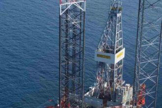 Valaris DS-12 drillship on the Mediterranean sea