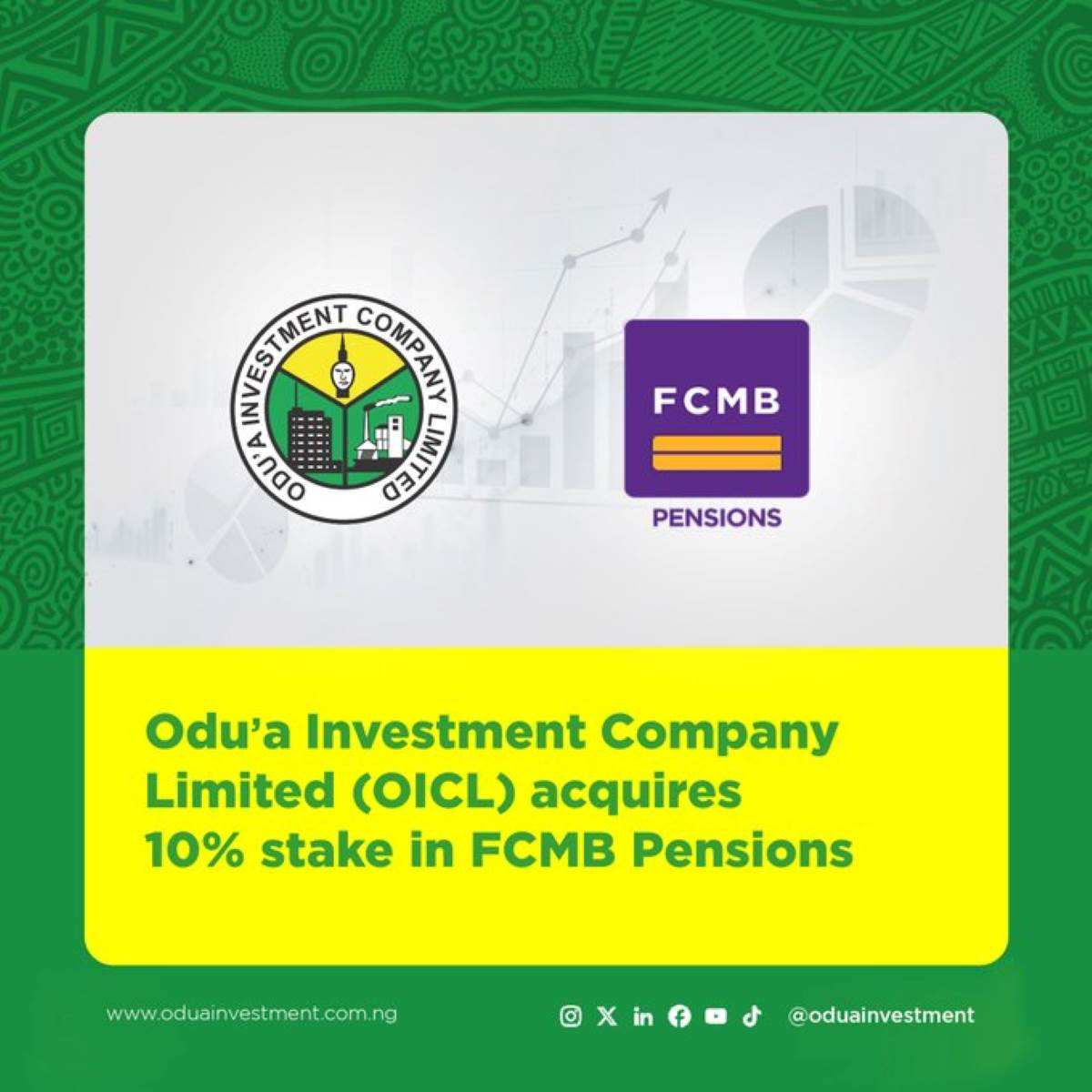 Odu’a Investment expands with 10% stake in FCMB pensions