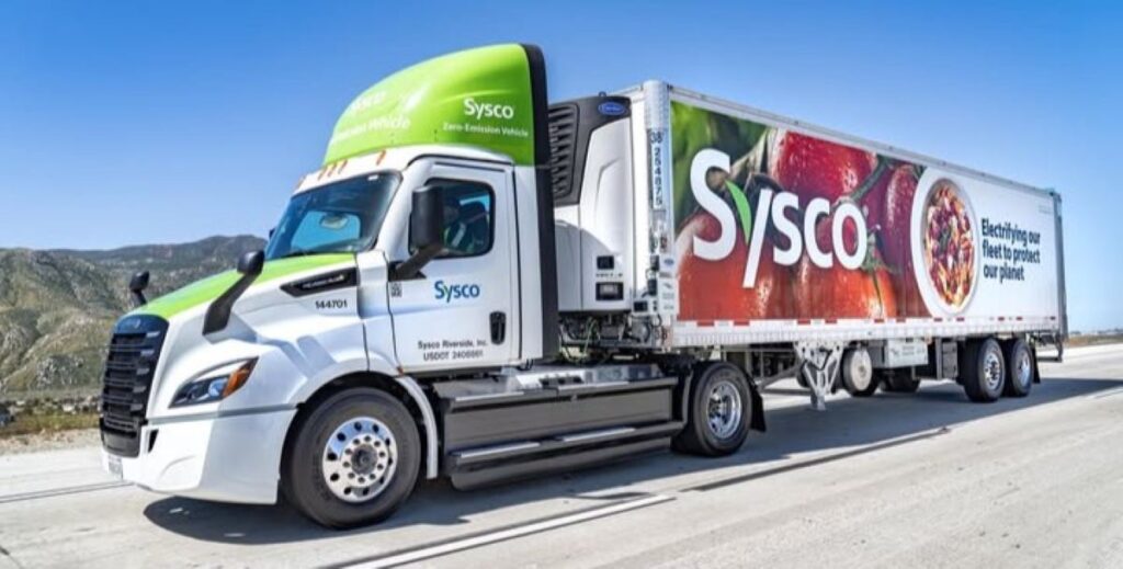 Sysco Corp delivery truck transporting food products in the United States.