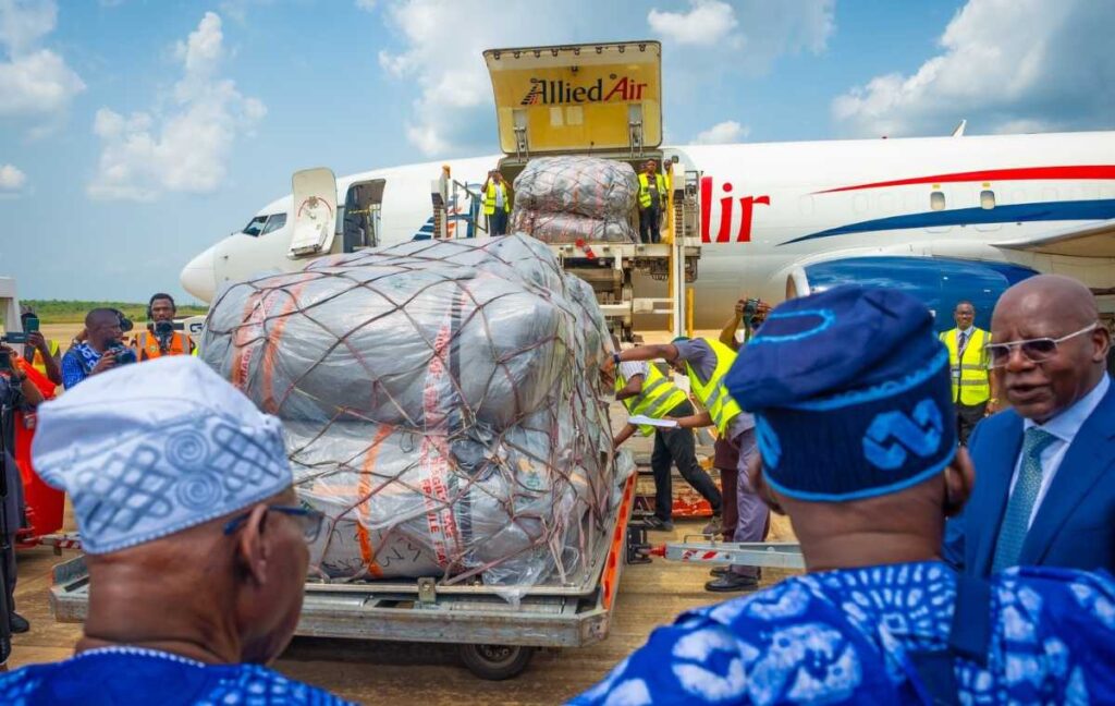 President Bola Tinubu during the commissioning of Gateway International Agro-Cargo Airport.