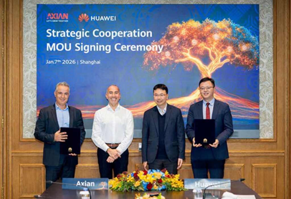 Axian Telecom CEO Hassaneen Hiridjee during a strategic MOU signing ceremony with Huawei focused on telecom infrastructure and digital expansion in Africa.