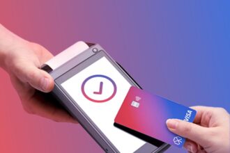 Customer making a payment with Lucky card and POS terminal in Egypt.