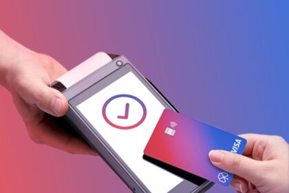 Customer making a payment with Lucky card and POS terminal in Egypt.