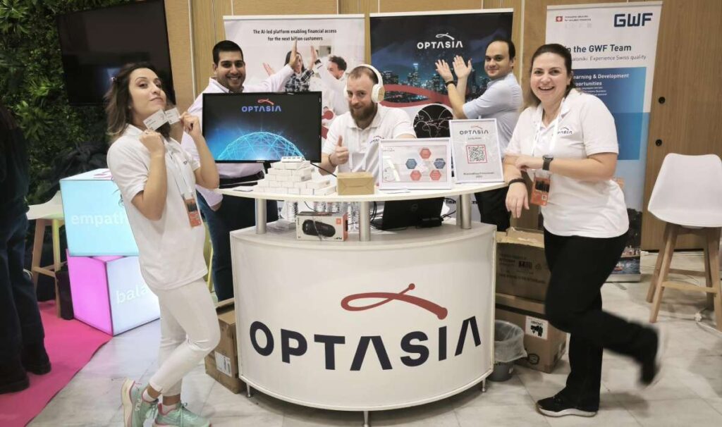 Workers demonstrate Optasia’s AI-driven fintech platform designed to expand credit access across Africa and emerging markets.