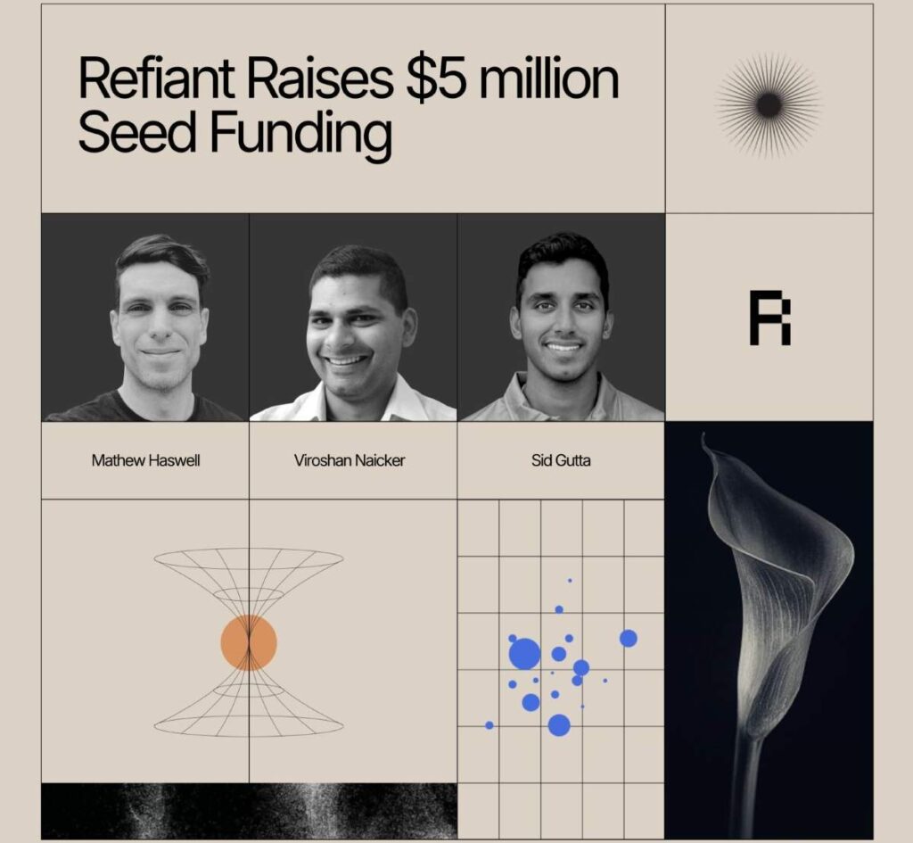 Founders of Refiant AI, including Viroshan Naicker, Siddharth Gutta, and Mathew Haswell, leading the South African AI startup focused on efficiency.