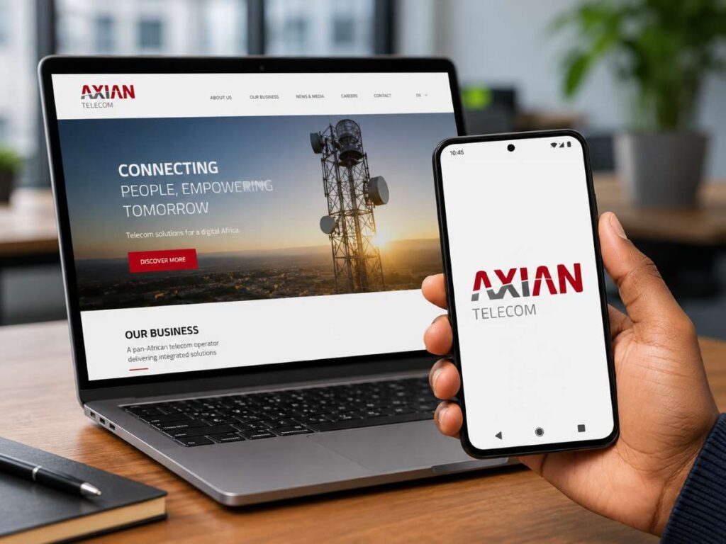 AXIAN Telecom's website on PC and mobile phone.