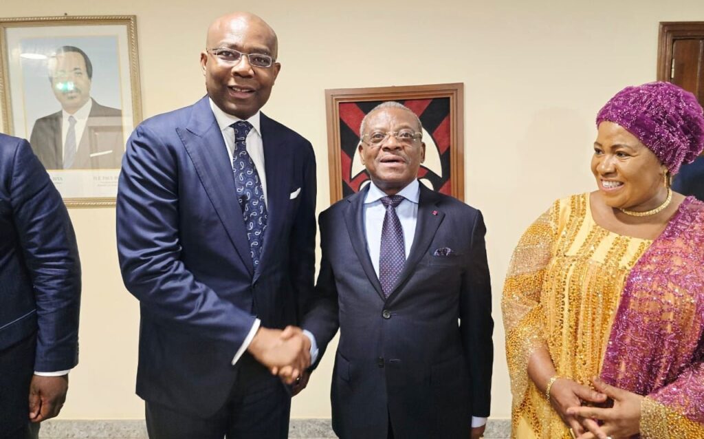 Aigboje Aig-Imoukhuede, Access Holdings chairman, meeting Cameroon Prime Minister Joseph Dion Ngute.
