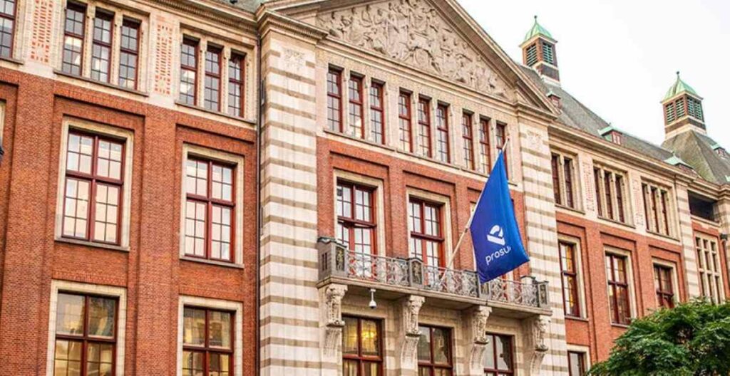 Prosus' corporate flag displayed at one of its offices.