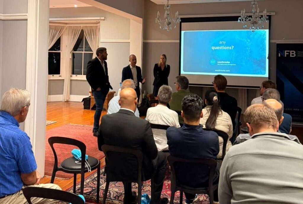 Westbrooke's team during a meeting with NFB Private Wealth Management and clients in Gqeberha discussing private equity investment strategy.