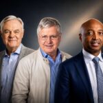 L-R: Patrice Motsepe, Michiel Le Roux, and Koos Bekker