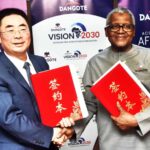 Aliko Dangote and Sinoma Chairman Lin Zhong.