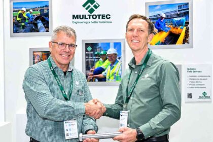 Thomas Holtz hands over the Multotec CEO role to Johan Robbertse at Electra Mining Africa 2026.